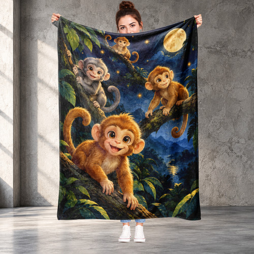 Monkeys the jungle night - at,