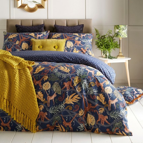 Double dark blue monkey forest - blue,