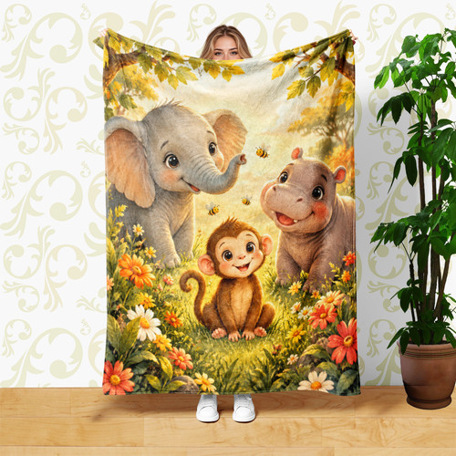 Elephant monkey and hippo - and,