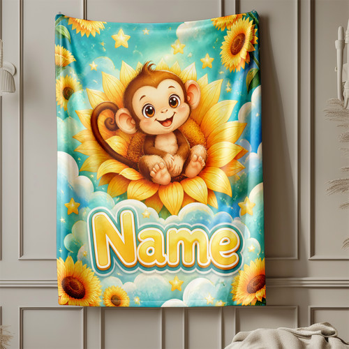 Sunflower monkey coral fleece - monkey,