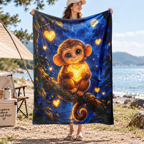 Baby monkey glowing heart - monkey,