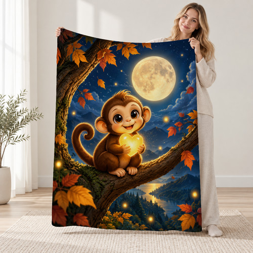 Monkey glowing heart - glowing, autumn