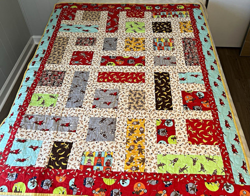 Sock monkey patchwork quilt - sock,