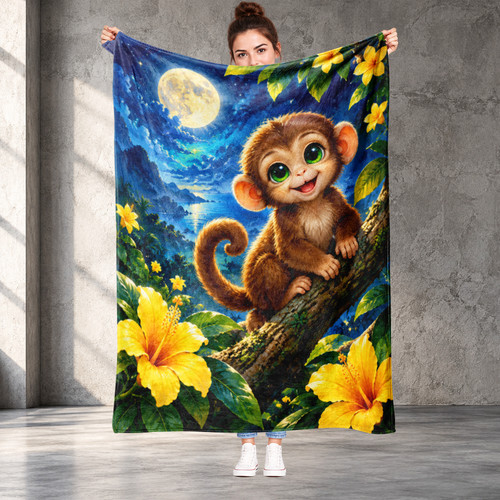 Monkey moonlit hibiscus - monkey, a