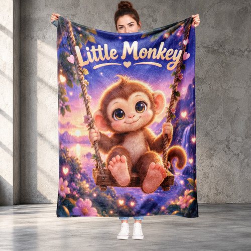 Monkey swinging with floral - monkey,
