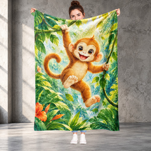 Monkey swinging vines green - swinging,