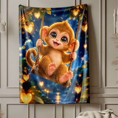 Baby monkey swing coral fleece - swing,