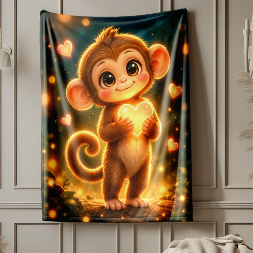 Monkey holding glowing heart - monkey,