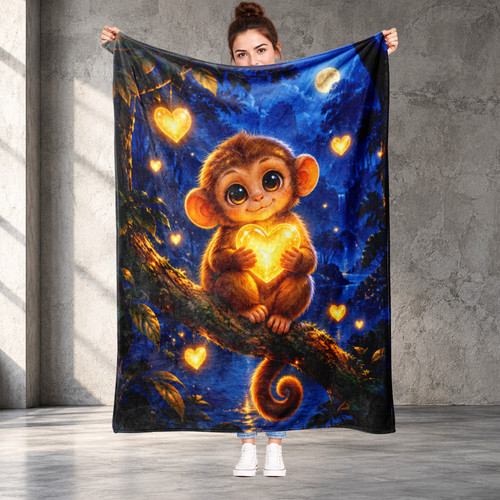 Monkey holding glowing heart - glowing,