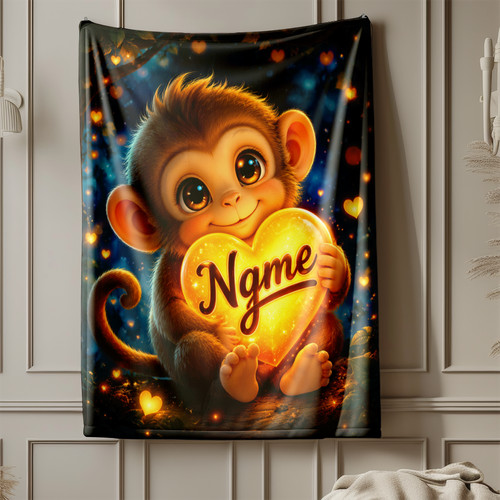 Baby monkey glowing heart - baby,