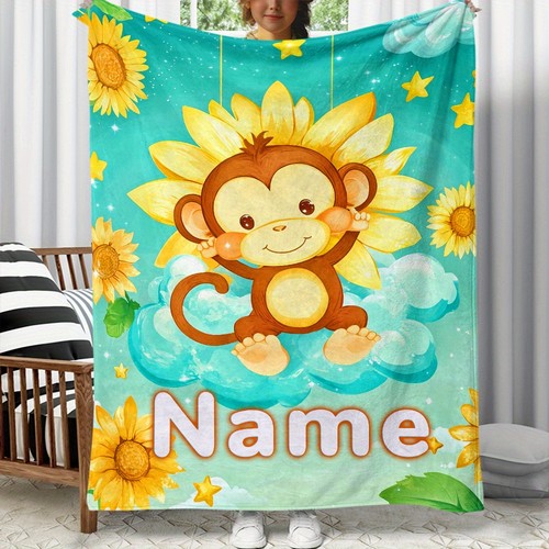 1pc custom name monkey blanket - 1pc,