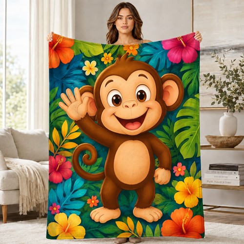 Waving monkey coral fleece - waving,