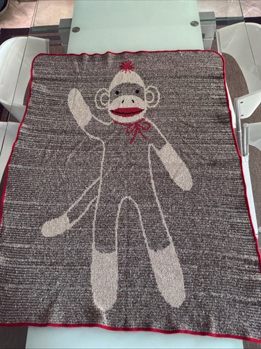 Sock monkey throw green 3 - throw,