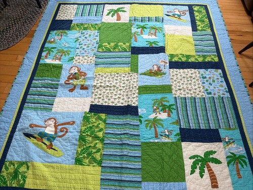 Vintage monkey full size quilt - vintage,