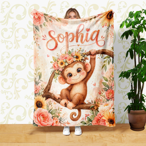 Sophia monkey floral - floral, branch