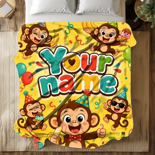 Birthday monkeys coral fleece - monkeys,